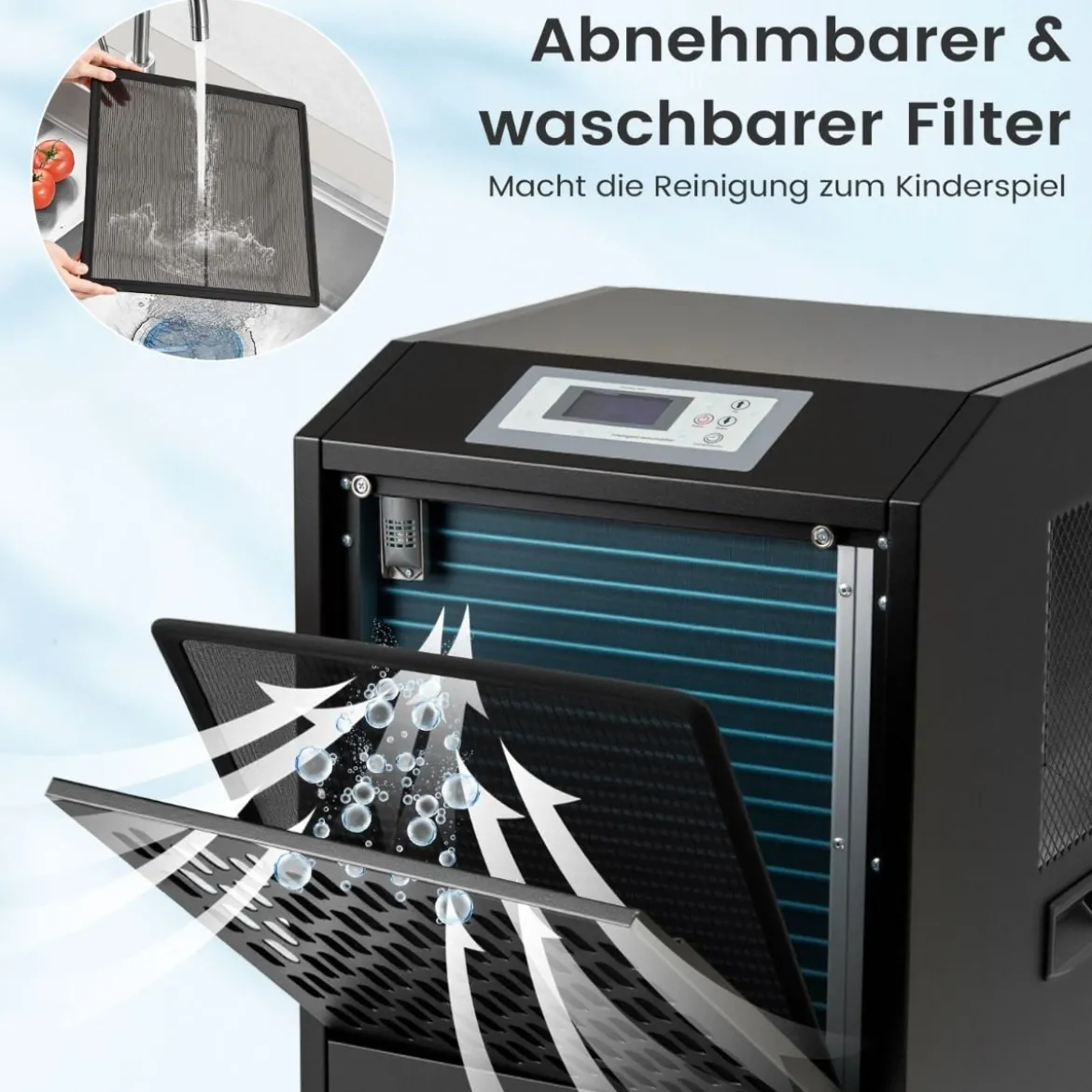 118 L/Tag Bautrockner mit Ablaufschlauch & 24H Timer & 4 Rädern Kommerzieller Luftentfeuchter