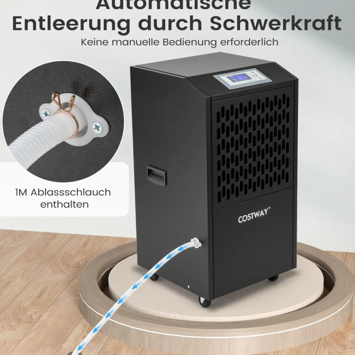 118 L/Tag Bautrockner mit Ablaufschlauch & 24H Timer & 4 Rädern Kommerzieller Luftentfeuchter