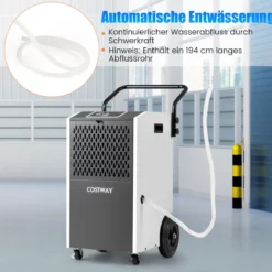 73 L/Tag Kommerzieller Luftentfeuchter Industrieller Bautrockner mit Ablaufschlauch & 24H Timer Weiß