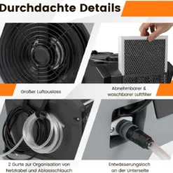 85 L/Tag Luftentfeuchter Bautrockner mit Pumpe & Ablaufschlauch Industrie Trocknungsgerät mit 24H Timer