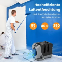 85 L/Tag Luftentfeuchter Bautrockner mit Pumpe & Ablaufschlauch Industrie Trocknungsgerät mit 24H Timer