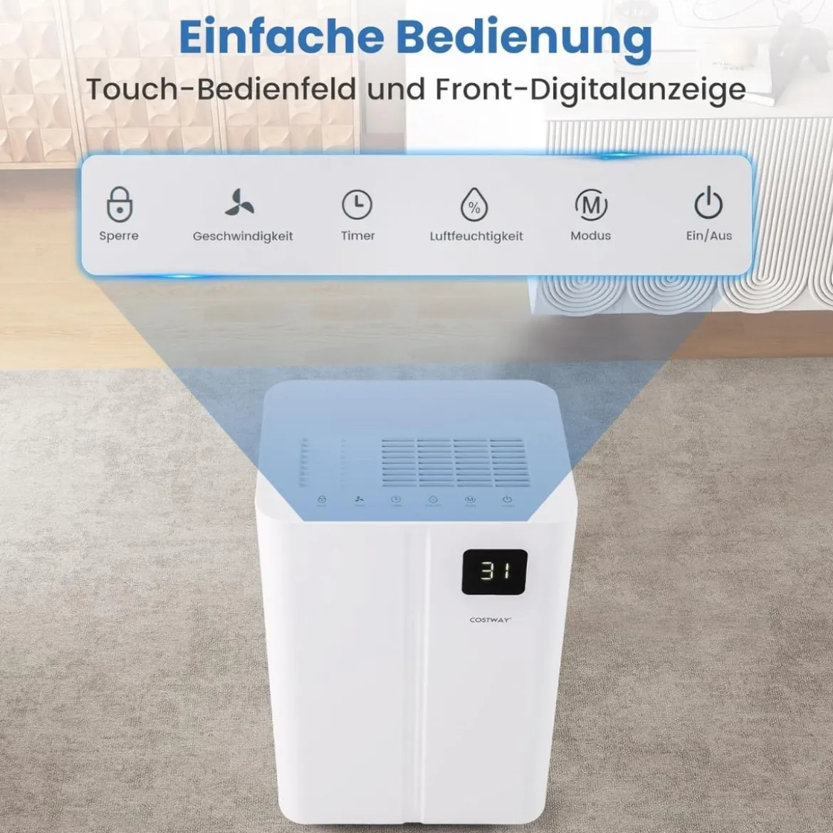 25,5 L/Tag Luftentfeuchter Elektrischer Entfeuchter Raumentfeuchter Entfeuchtungsgerät für 25㎡ Räume