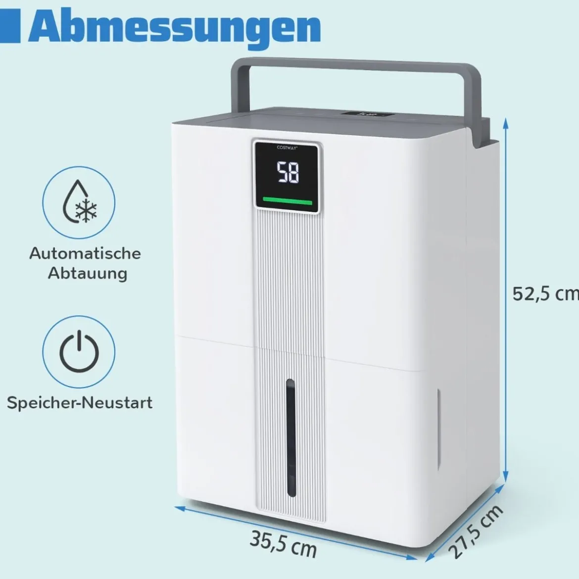 35 L/Tag Luftentfeuchter für Zuhause Energiesparender Luftentfeuchter mit 3 Modi Weiß