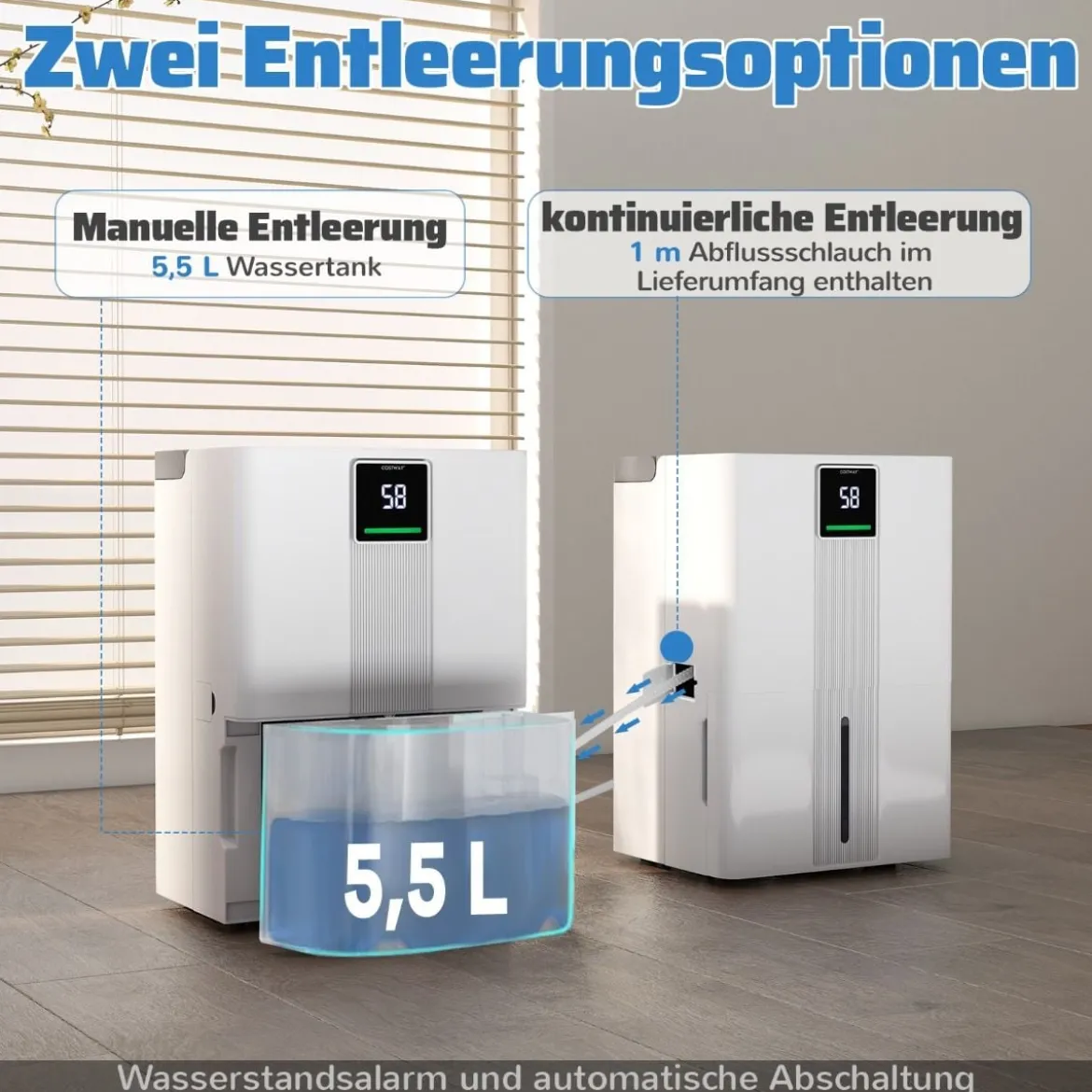 35 L/Tag Luftentfeuchter für Zuhause Energiesparender Luftentfeuchter mit 3 Modi Weiß