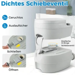 20L Tragbare Toilette mit Abnehmbarem Abfalltank & Auslaufsicherem Sitz & Spülpumpe Grau