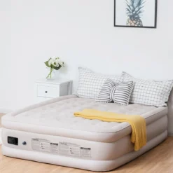 Luftbett Queen-size Luftmatratze elektrischer Pumpe Reisebett inkl. Tragetasche Beige