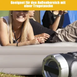Luftbett Queen-size Luftmatratze elektrischer Pumpe Reisebett inkl. Tragetasche Beige