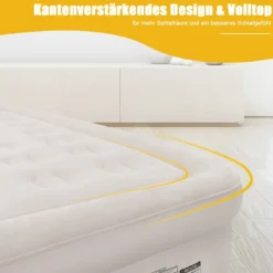 Luftbett Queen-size Luftmatratze elektrischer Pumpe Reisebett inkl. Tragetasche Beige