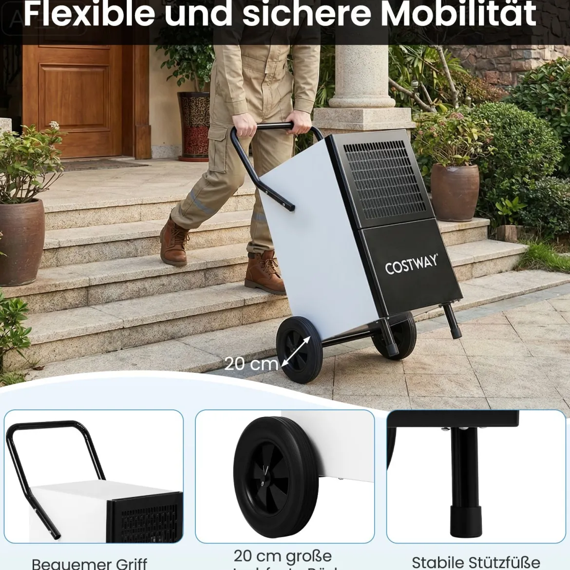 Luftentfeuchter Gewerblich 60 L/Tag Entfeuchter für 200 m² Raum Bautrockner mit Pumpe & Ablaufschlauch