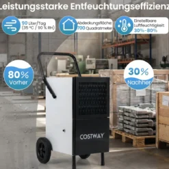 Luftentfeuchter Gewerblich 60 L/Tag Entfeuchter für 200 m² Raum Bautrockner mit Pumpe & Ablaufschlauch