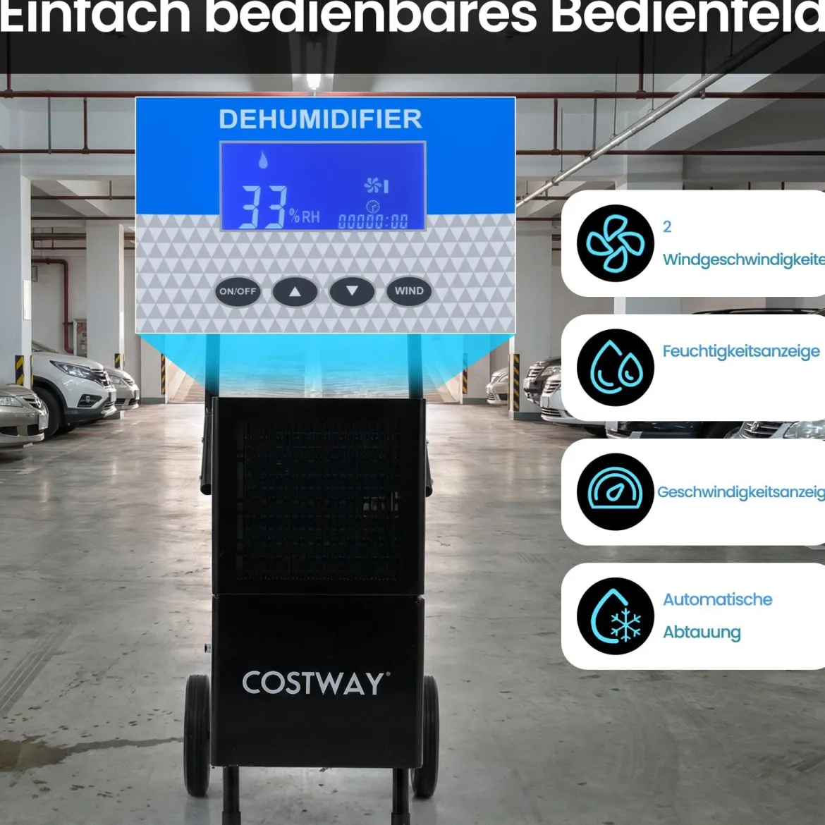 Luftentfeuchter Gewerblich 60 L/Tag Entfeuchter für 200 m² Raum Bautrockner mit Pumpe & Ablaufschlauch