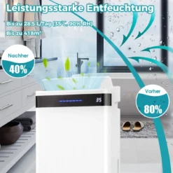 Luftentfeuchter 28,5L in 24h Raumgröße ca. 35m² mit 4 Modi & 3-farbiger Anzeige Weiß