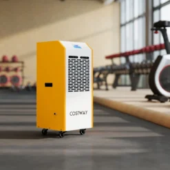 Luftentfeuchter 90L/Tag Bautrockner Kommerziell mit Pumpe Ablaufschlauch 4 Rädern 24H Timer