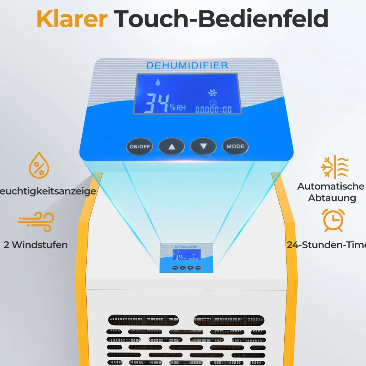 Luftentfeuchter 90L/Tag Bautrockner Kommerziell mit Pumpe Ablaufschlauch 4 Rädern 24H Timer