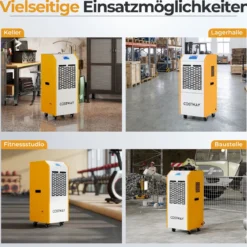 Luftentfeuchter 90L/Tag Bautrockner Kommerziell mit Pumpe Ablaufschlauch 4 Rädern 24H Timer