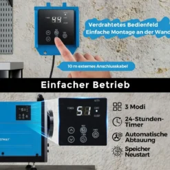 Luftentfeuchter mit 3 Modi & 24H Timer Bautrockner hängend & freistehend 2 in 1 20-58 L/Tag Blau/Weiß