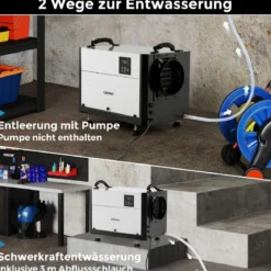 Luftentfeuchter mit 3 Modi & 24H Timer Bautrockner hängend & freistehend 2 in 1 20-58 L/Tag Blau/Weiß