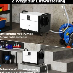 Luftentfeuchter mit 3 Modi & 24H Timer Bautrockner hängend 2 in 1 Industrie Trocknungsgerät Blau/Weiß 27-73 L/Tag