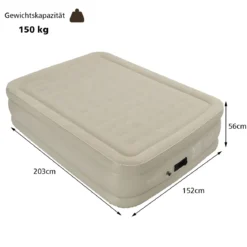 Luftmatratze erhöhte Luftmatratze Luftbett mit eingebauter Pumpe 203 x 152 x 56 cm Beige