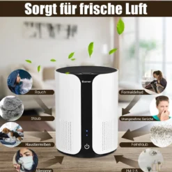 Luftreiniger Air Purifier Desktop-Luftfilter mit 3 Geschwindigkeiten 21 x 21 x 28 cm