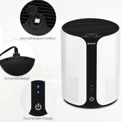 Luftreiniger Air Purifier Desktop-Luftfilter mit 3 Geschwindigkeiten 21 x 21 x 28 cm