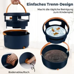 4L Wischmopp & Eimersystem mit Wringer & 360° Drehkopf Flacher Bodenwischmopp Blau