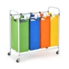 136L Wäschekörb mit 4 abnehmbaren 34L Wäschesack & Rädern 82 x 30 x 85 cm