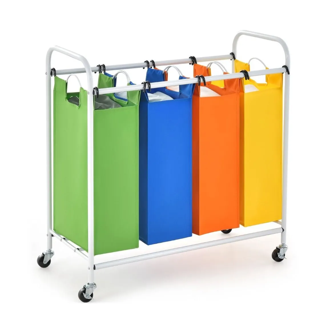136L Wäschekörb mit 4 abnehmbaren 34L Wäschesack & Rädern 82 x 30 x 85 cm
