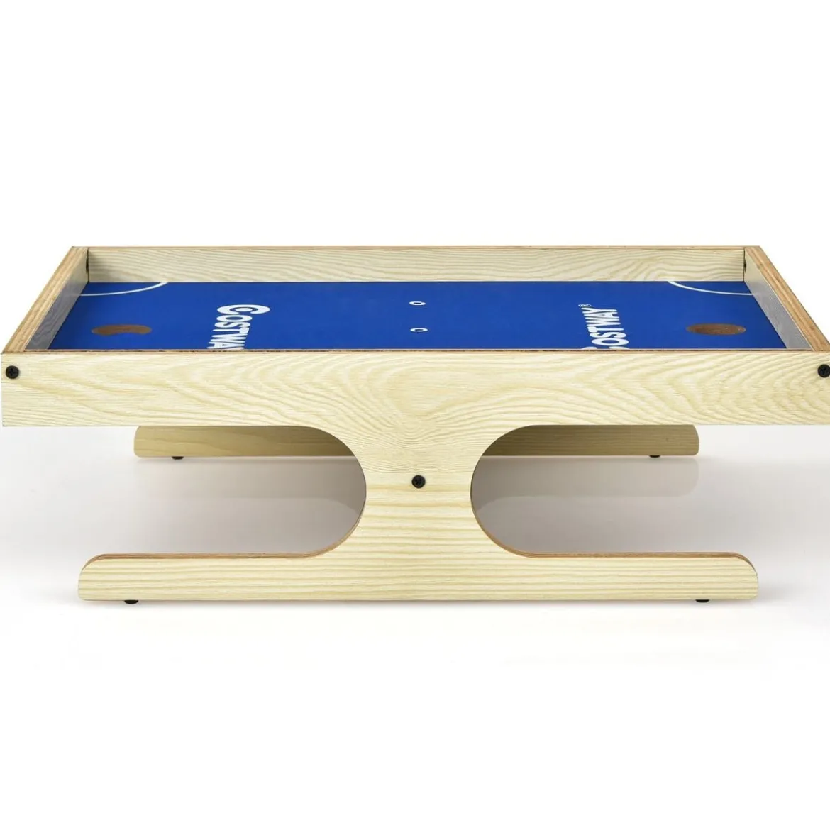 Magnetischer Mini Kickertisch mit 2 Bällen & 2 magnetischen Griffen für 2 Spieler Natur+Blau