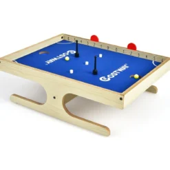 Magnetischer Mini Kickertisch mit 2 Bällen & 2 magnetischen Griffen für 2 Spieler Natur+Blau