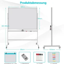 Magnetisches doppelseitiges Whiteboard mit Rädern für das Klassenzimmer im Büro und zu Hause