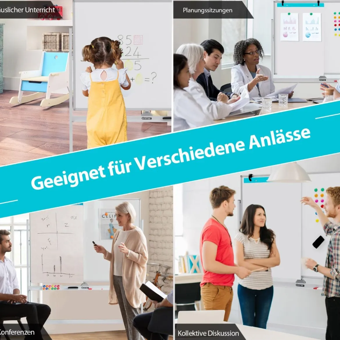 Magnetisches doppelseitiges Whiteboard mit Rädern für das Klassenzimmer im Büro und zu Hause