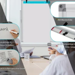 Magnetisches doppelseitiges Whiteboard mit Rädern für das Klassenzimmer im Büro und zu Hause