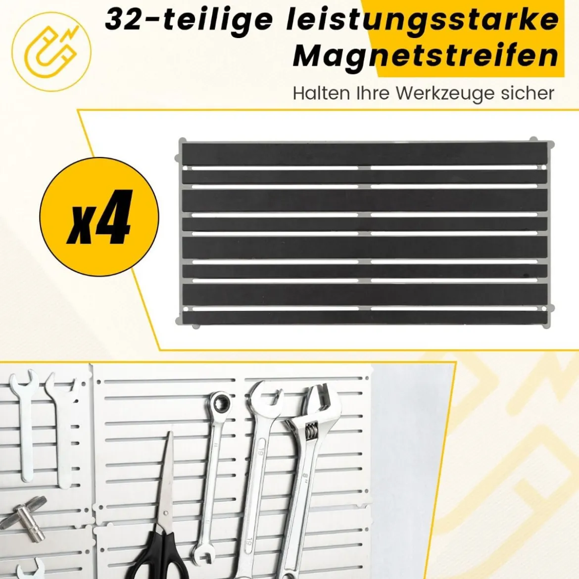 Magnetische Werkzeughalter Wand 4 Werkzeugplatten 32 starken Magnetstreifen