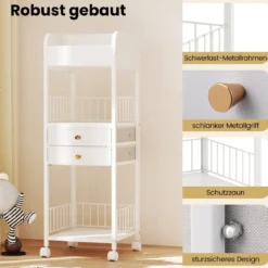 Makeup Aufbewahrungswagen mit Schubladen & Rädern & Ablageflächen Kosmetik Organizer