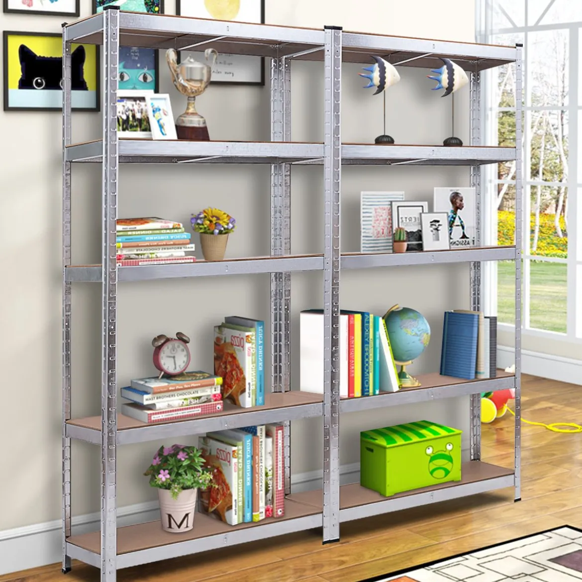 2 Mal 5-stöckiges Metallregal Schwerlast-Lagerregal 90 x 40 x 180 cm