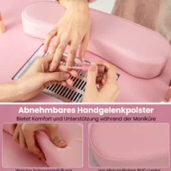 Maniküretisch mit Elektrischer Staubabsaugung & Handgelenkstütze & Schubladen Nageltisch Pink
