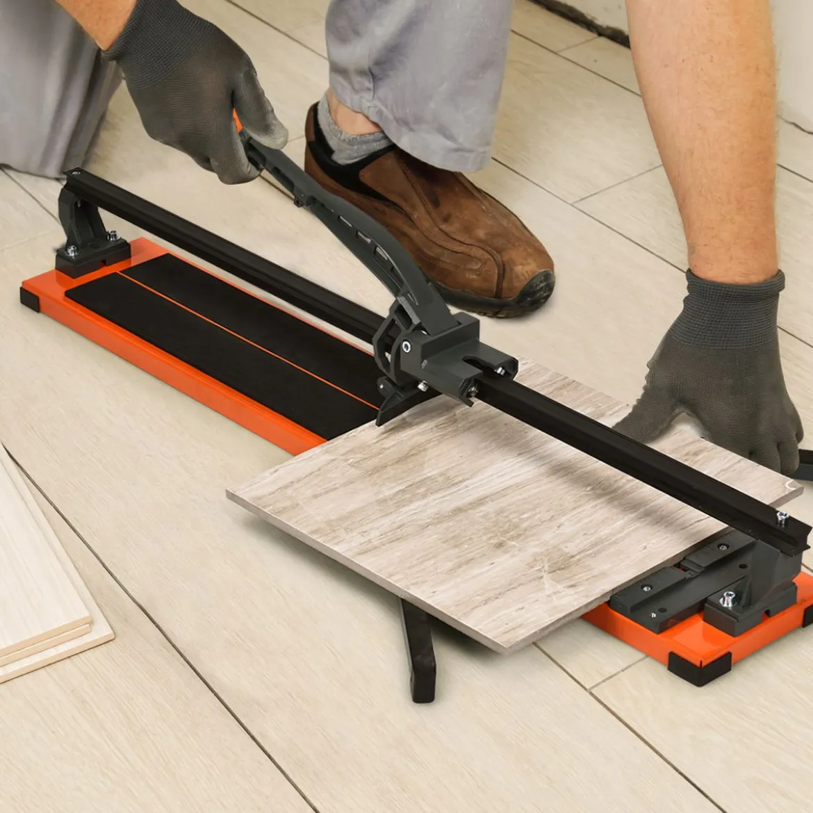 Manueller Fliesenschneider Professioneller Fliesenschneider 110 x 25 x 18 cm Orange + Schwarz