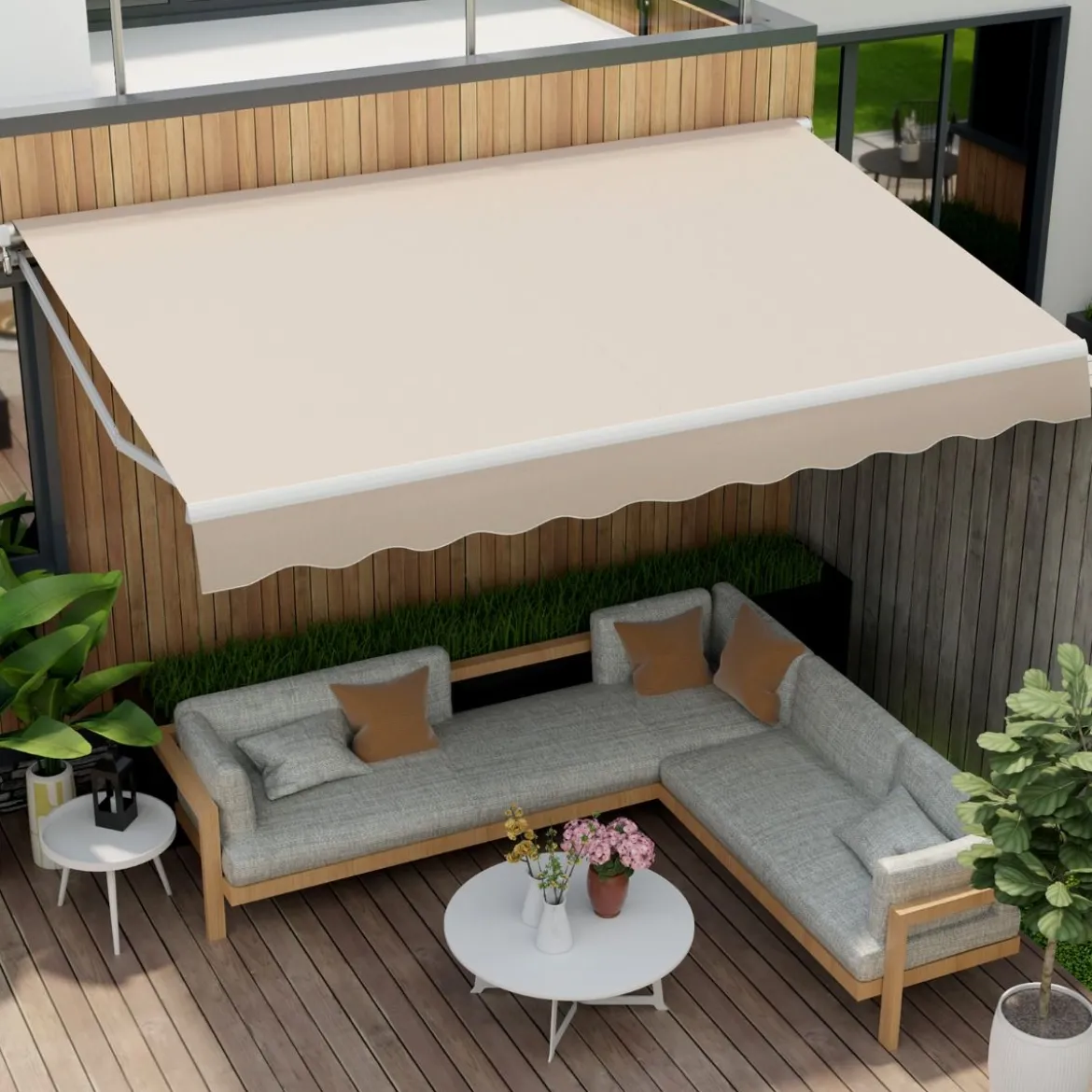 Markise mit Kurbel Balkonmarkise Sonnenschutz Gelenkarmmarkise 400 x 250 cm