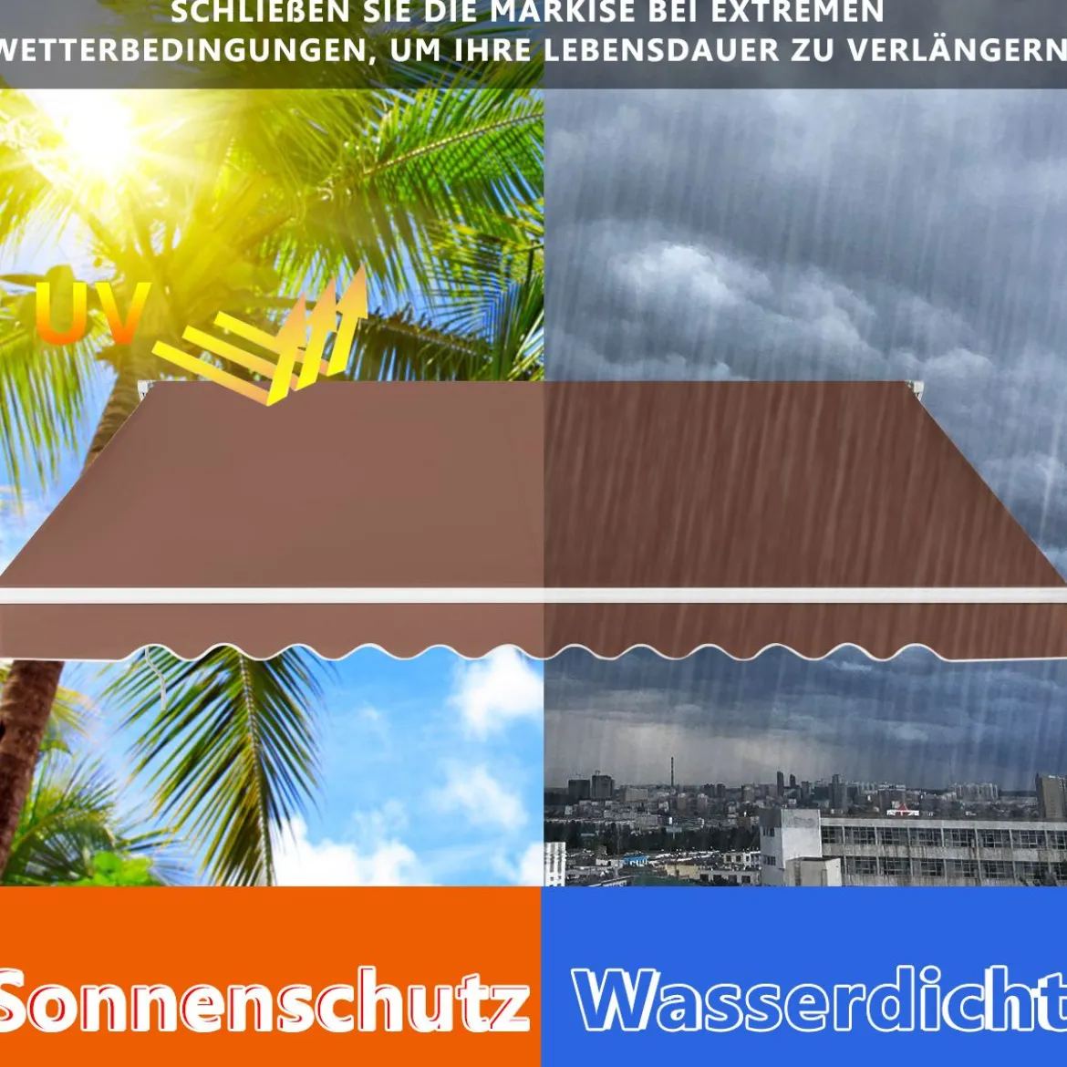 Markise mit Kurbel Balkonmarkise Sonnenschutz Gelenkarmmarkise 400 x 250 cm