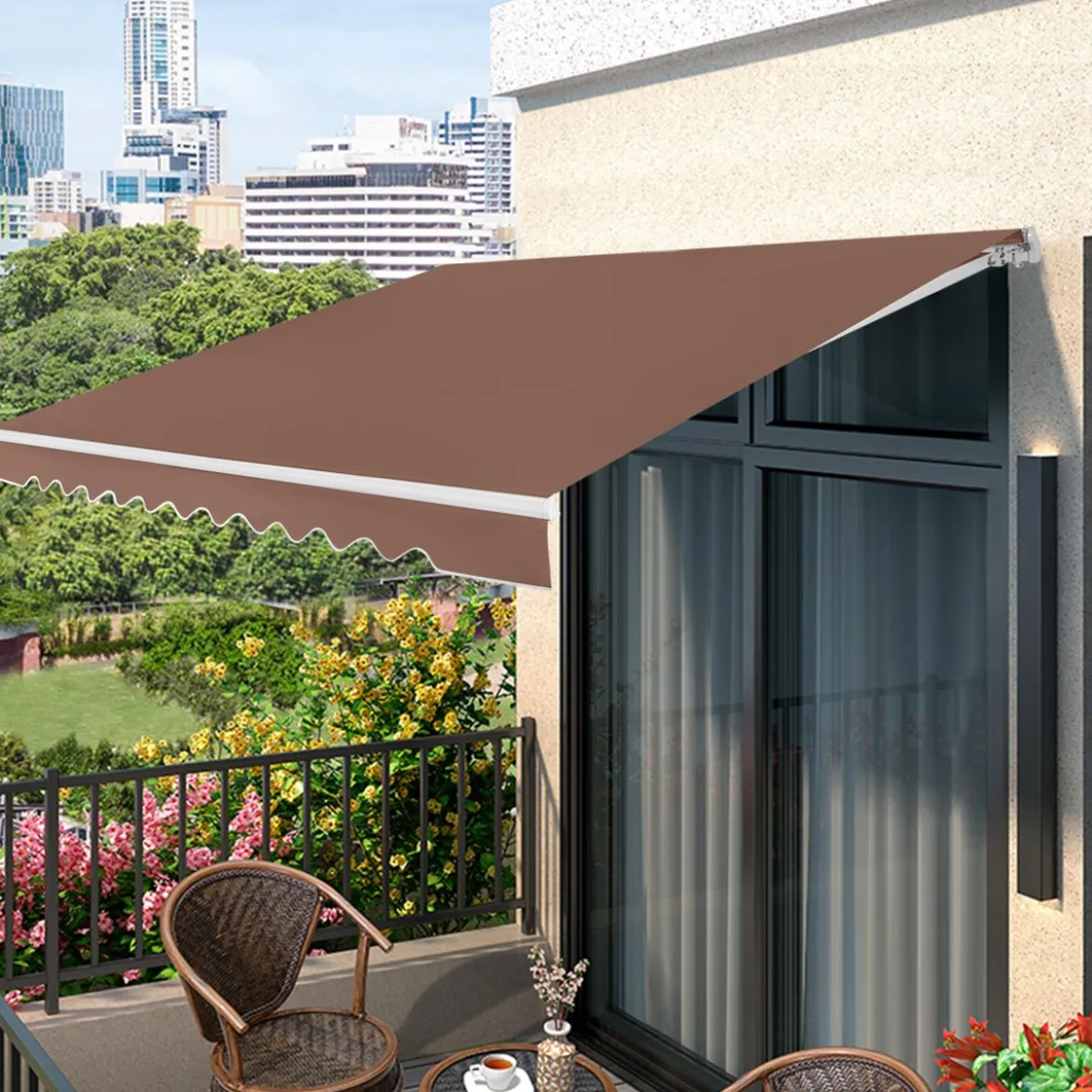 Markise mit Kurbel Balkonmarkise Sonnenschutz Gelenkarmmarkise 400 x 250 cm