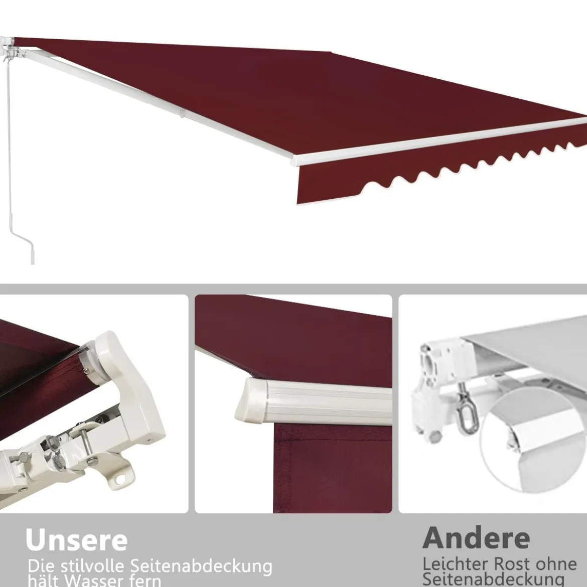 Markise mit Kurbel Balkonmarkise Sonnenschutz Gelenkarmmarkise 400 x 250 cm