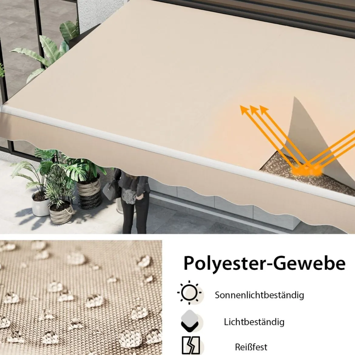 Markise mit Kurbel Balkonmarkise Sonnenschutz Gelenkarmmarkise 400 x 250 cm