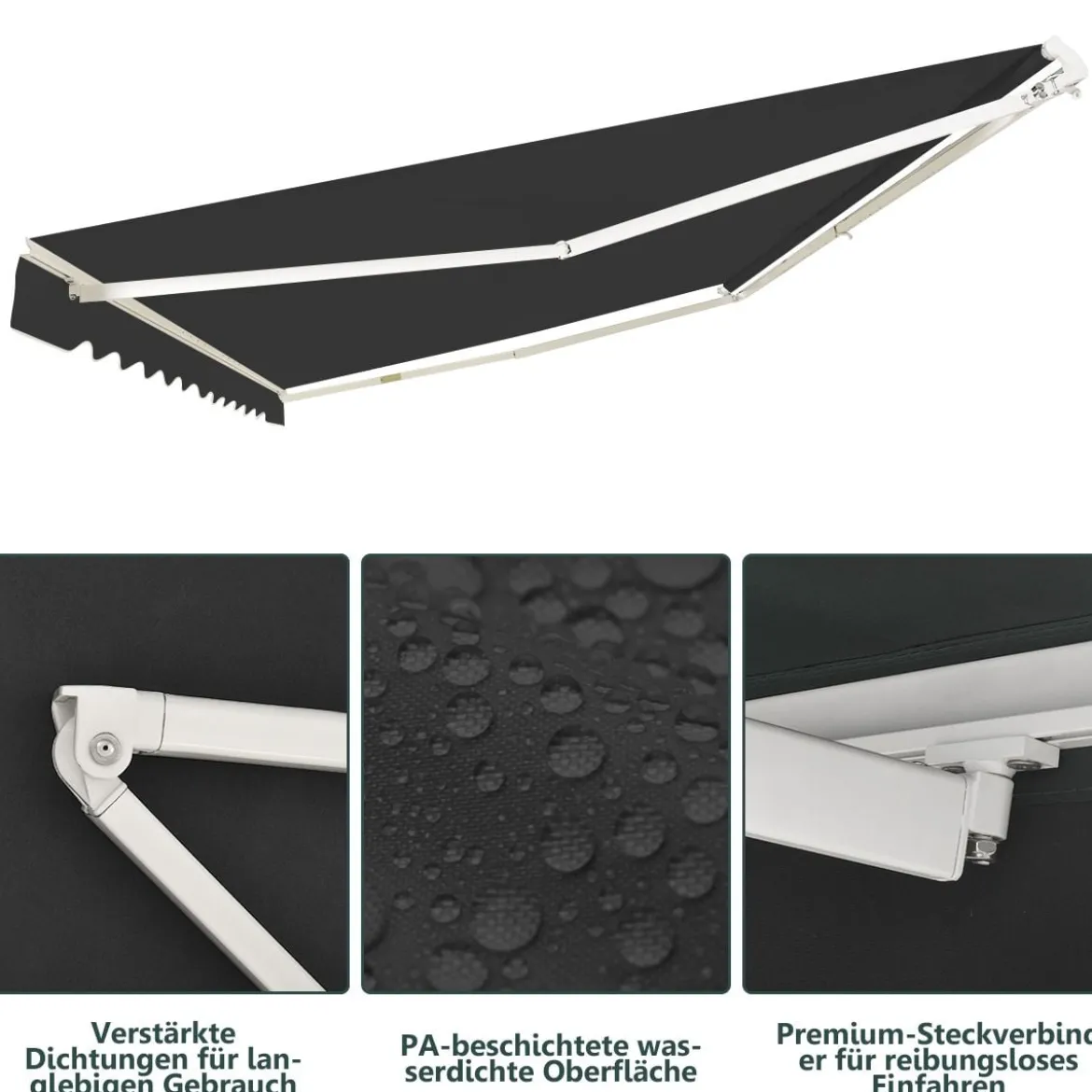 Markise mit Kurbel Balkonmarkise Sonnenschutz Gelenkarmmarkise 400 x 250 cm