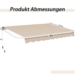 Markise mit Kurbel Balkonmarkise Sonnenschutz Gelenkarmmarkise 400 x 250 cm