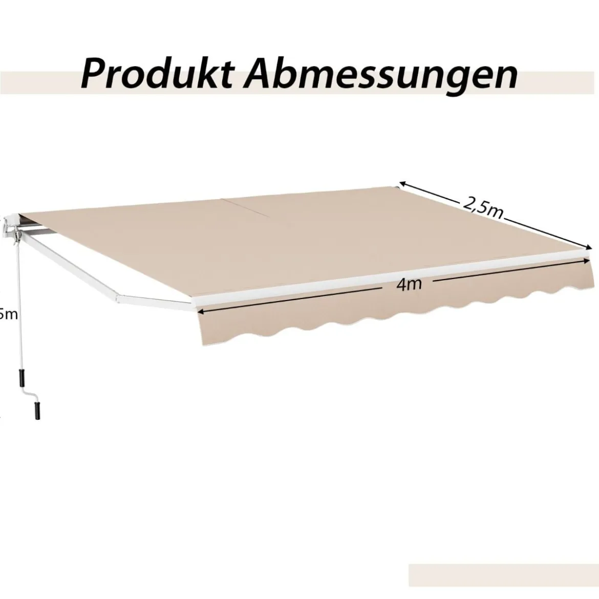 Markise mit Kurbel Balkonmarkise Sonnenschutz Gelenkarmmarkise 400 x 250 cm