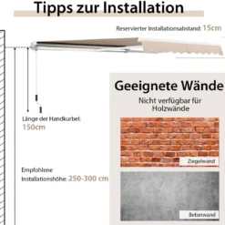 Markise mit Kurbel Balkonmarkise Sonnenschutz Gelenkarmmarkise 400 x 250 cm