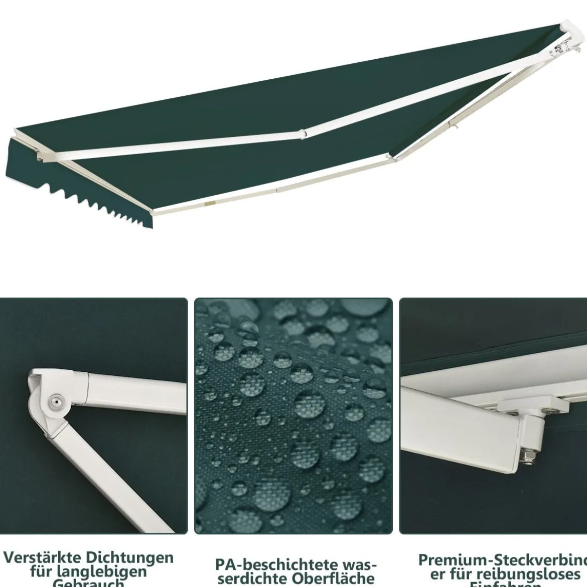 Markise mit Kurbel Balkonmarkise Sonnenschutz Gelenkarmmarkise 400 x 250 cm