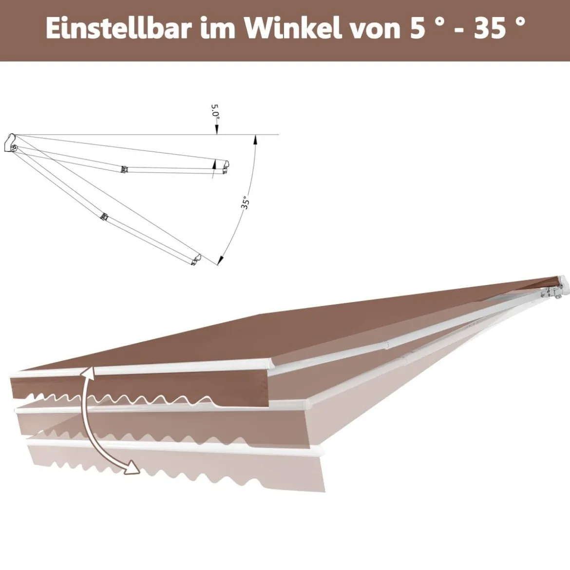 Markise mit Kurbel Balkonmarkise Sonnenschutz Gelenkarmmarkise 400 x 250 cm