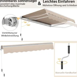 Markise mit Kurbel Balkonmarkise Sonnenschutz Gelenkarmmarkise 400 x 250 cm